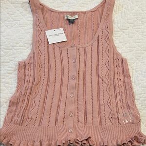 American Eagle Outfitters Dusty Rose Button-Front Knit Tank
